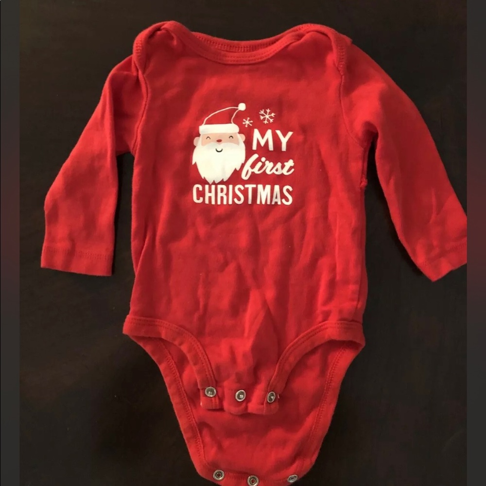 Carter’s My First Christmas Bodysuit, Long Sleeve, Size 6 Months
